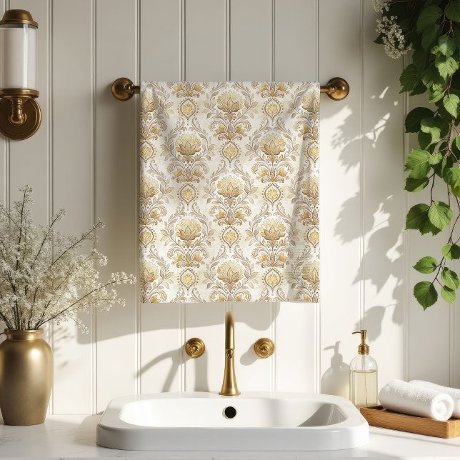 Victorian Cream Towels Elegant Damask Bathroom (Victorian Cream Towels Elegant Damask Bathroom)