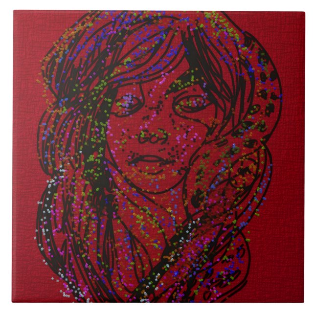 Victorian Era Dreamer Girl Ceramic Tile Fliese (Vorderseite)