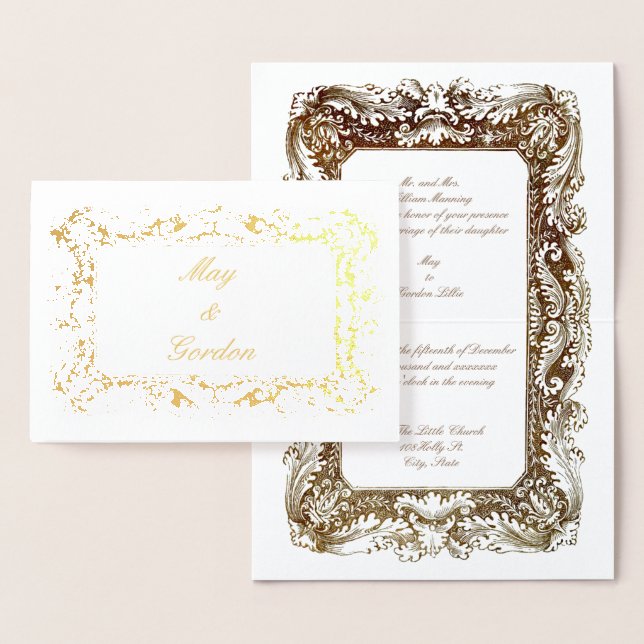 Victorian Era Gold Wedding Invitations Modèle (Affichage)