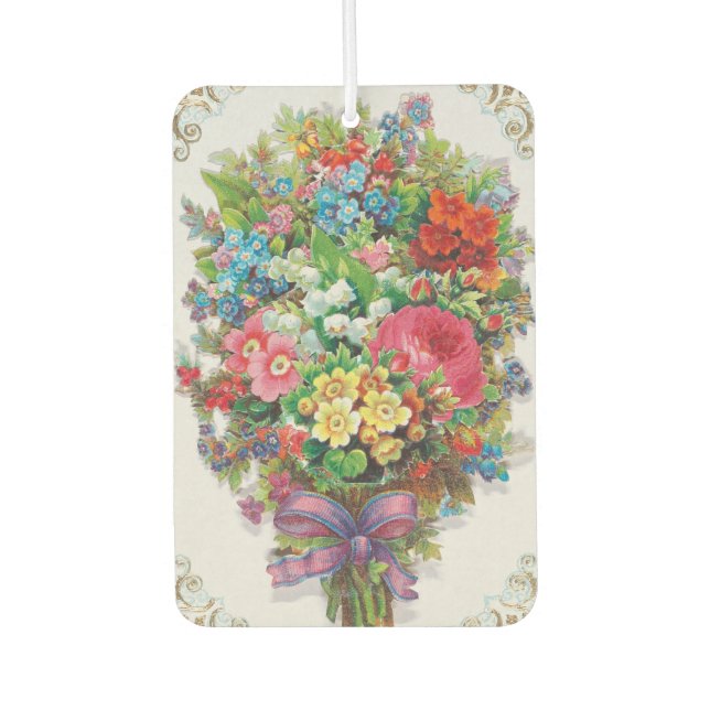 Victorian Era Valentine's Card, Floral Bouquet Autolufterfrischer (Vorderseite)
