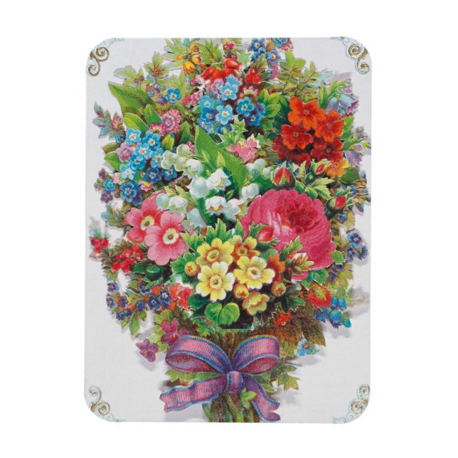 Victorian Era Valentine's Card, Floral Bouquet Magnet (Vertikal)