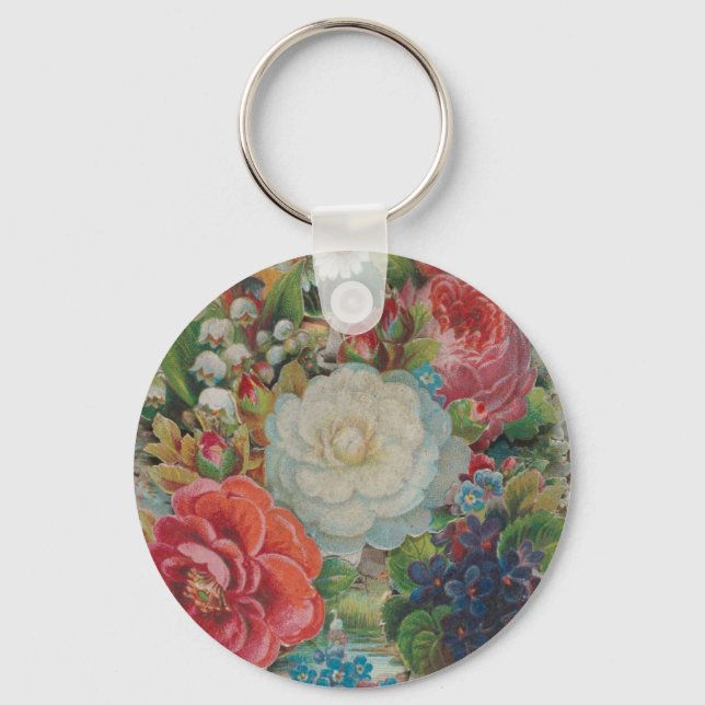 Victorian Era Valentine's Card, Floral Bouquet Schlüsselanhänger (Vorderseite)