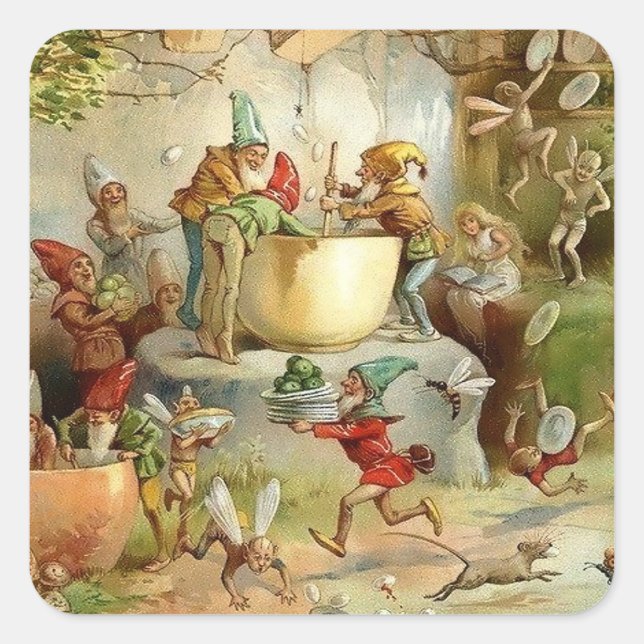 “Victorian Fairies” by E S Hardy Quadratischer Aufkleber (Vorderseite)