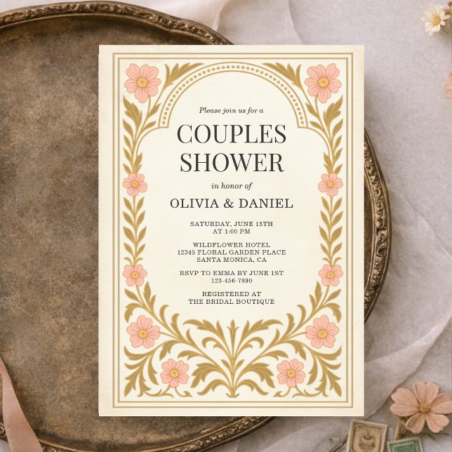 Victorian Floral Art Nouveau Couples Shower Einladung (Von Creator hochgeladen)