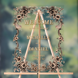 Victorian Floral Frame Wedding Welcome Sign