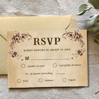 Victorian Floral Wedding RSVP Karte