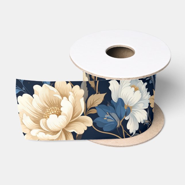 Victorian flowers blue Gift Bag Satinband (Spule)