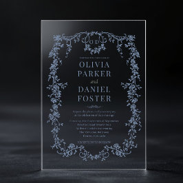 Victorian French Dusty Blue Wedding Monogram Acryleinladungen