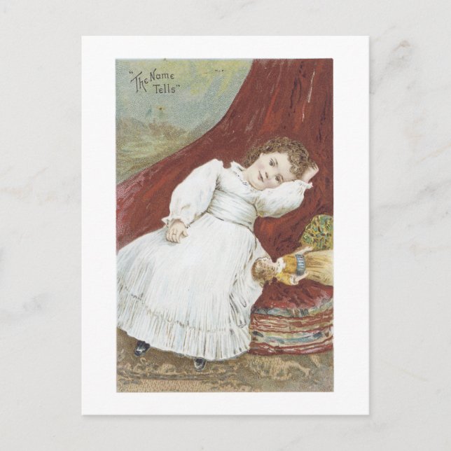 Victorian Girl avec sa carte postale de poupée (Devant)