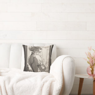 Victorian girl traverse le miroir lancer oreiller