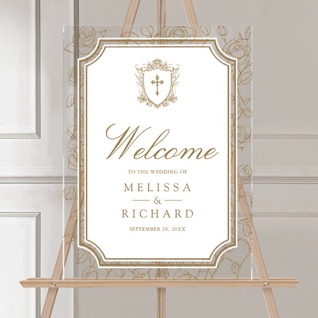 Victorian Gold Catholic Wedding Welcome Acrylschild (Von Creator hochgeladen)
