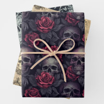 Victorian Gothic Skulls Damask Vintage