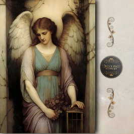 Victorian Guardian Angel Floral Lantern Decoupage Seidenpapier