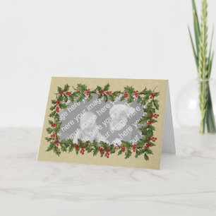 Victorian Holly & Berry Foto Frame Christmas Feiertagskarte