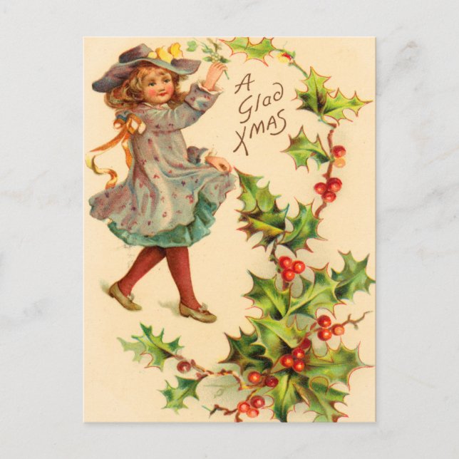 Victorian Holly Holiday, carte postale de Noël (Devant)