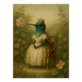 Victorian Hummingbird Queen | Majestic Fairy Bird  Poster