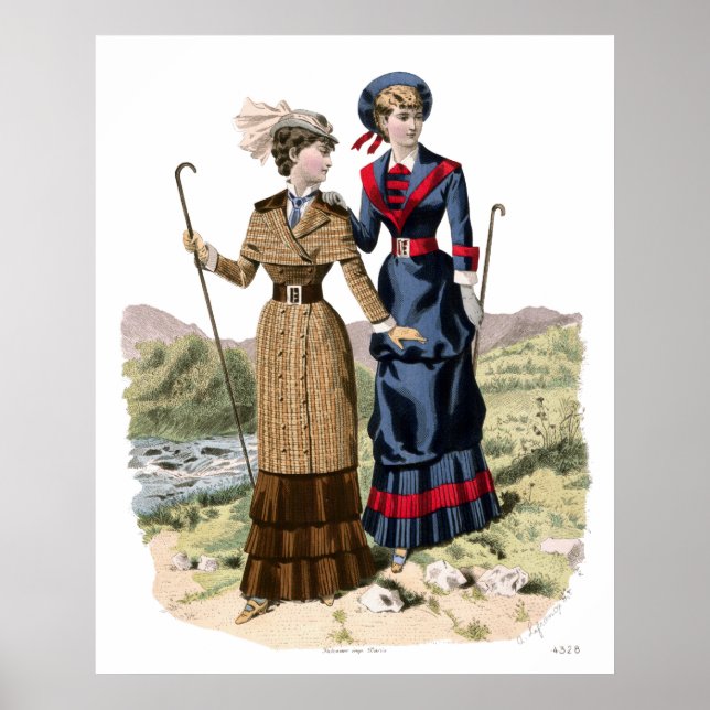 Victorian Lady Hikers - Old Fashioned Trekking! Poster (Vorne)