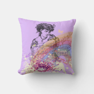 Victorian Lady Pretty Purple ColorSplash Coussin