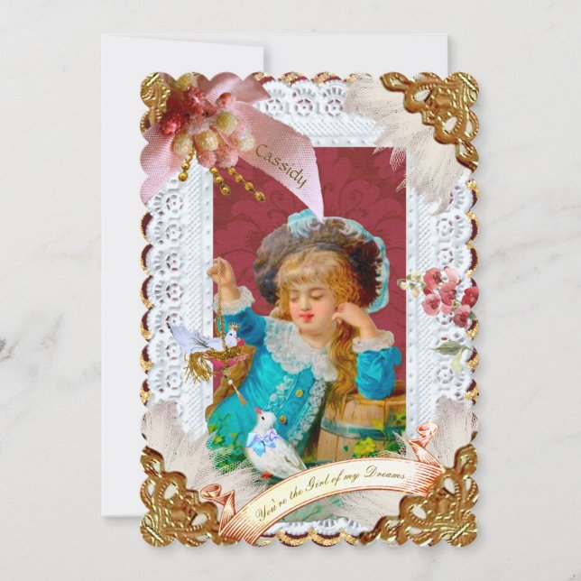 Victorian 'Lovey Dovey' Dresden-style Card (Vorderseite)