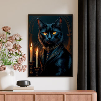  Victorian Medieval Black Cat Gallery Art Poster