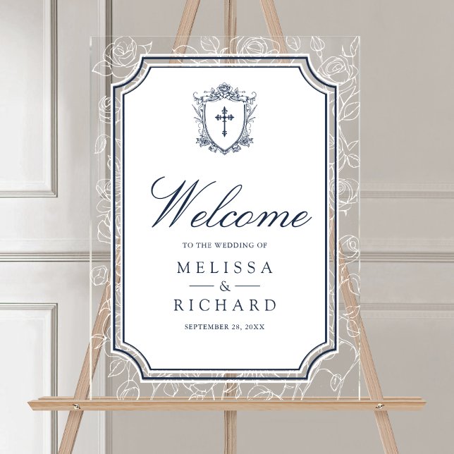Victorian Navy Blue Catholic Wedding Welcome (Créateur téléchargé)