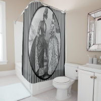 Victorian noir blanc dame rayure rideau douche