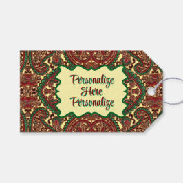 Victorian paisley pattern elegant red green gold geschenkanhänger