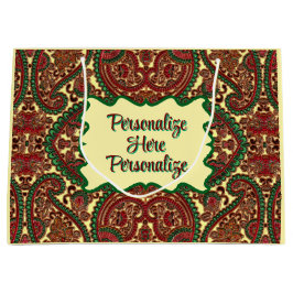 Victorian paisley pattern elegant red green gold große geschenktüte