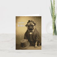 Victorian Pug Geburtstagskarte - Lustiges Bild von