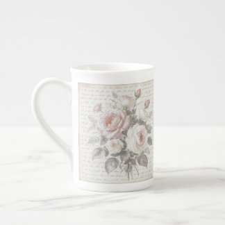 Victorian Rose Dusty Pink Cream  Faded Script Prozellantasse