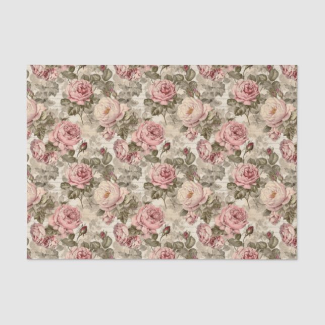 Victorian Rose Floral Ephemera Decoupage Seidenpapier (Vorderseite)