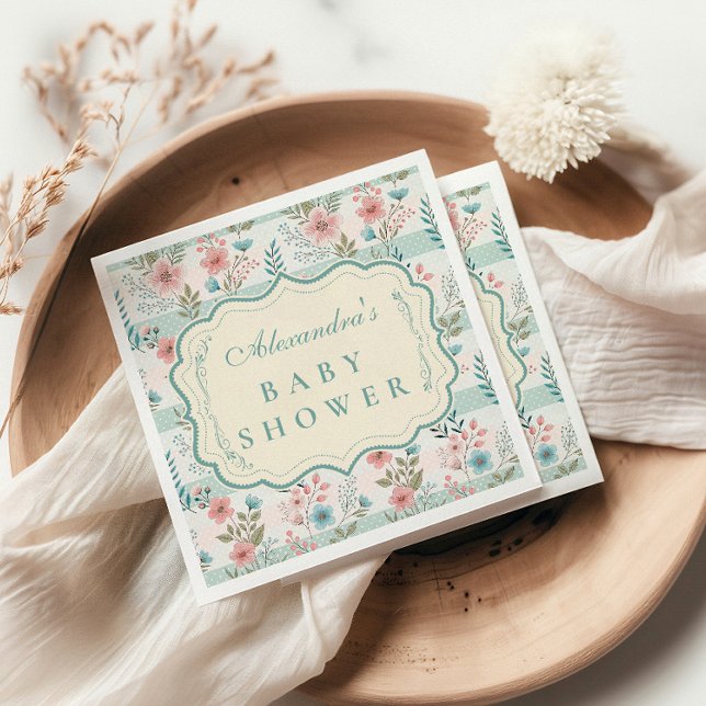 Victorian Rose Lattice Baby Shower Serviette (Von Creator hochgeladen)