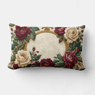 Victorian-Rosen Gold-Ovalrahmen-Kissen - Elegant B Lendenkissen