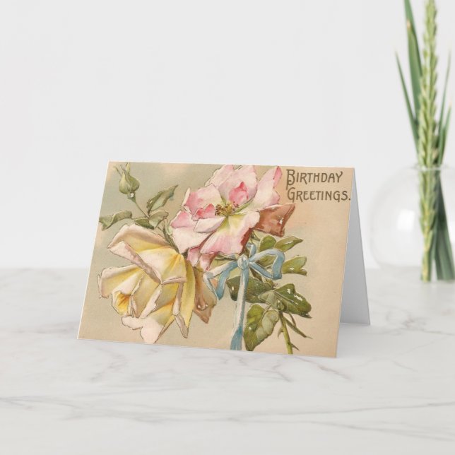 Victorian Roses Birthday Greeting Card Karte (Vorderseite)