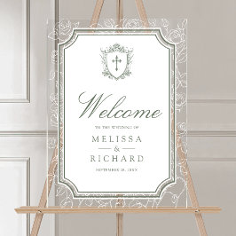Victorian Sage Green Catholic Wedding Welcome