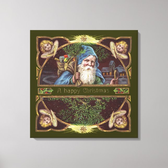 Victorian Santa Angels Christmas Antique Leinwanddruck (Vorderseite)