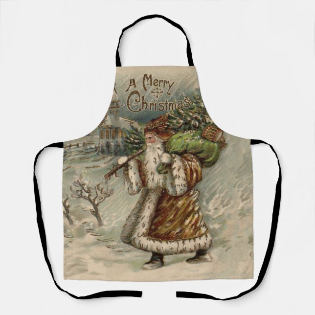 Victorian Santa Claus With Christmas Tree Schürze (Vorderseite)
