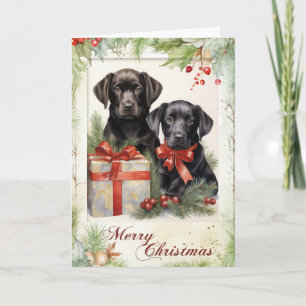 Victorian schwarzer Labrador Welpe Weihnachten