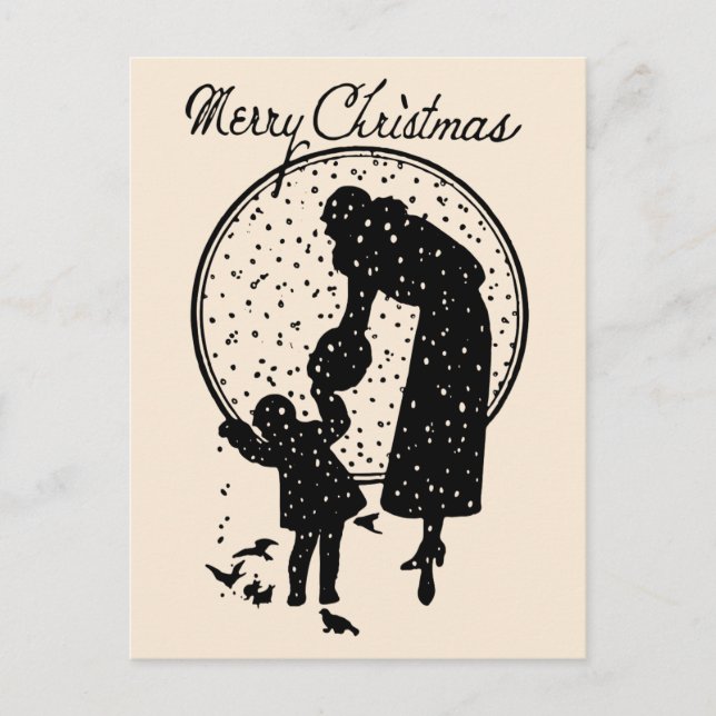 Victorian silhouettes Merry Christmas Feiertagspostkarte (Vorderseite)
