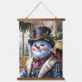 Victorian Snowman Christmas Design Wandteppich Mit Holzrahmen