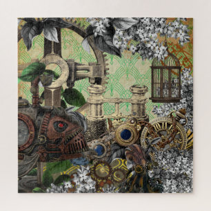 Victorian Steampunk Gears, Clock, Binoculars