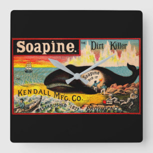 Victorian trade card Soapine the Dirt Killer Quadratische Wanduhr