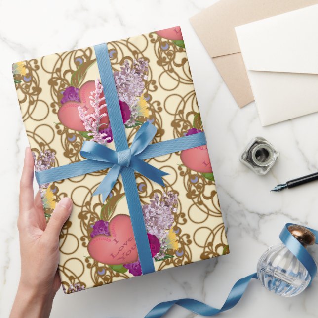 Victorian Valentine Floral Wrapping Paper Geschenkpapier (Schenken)