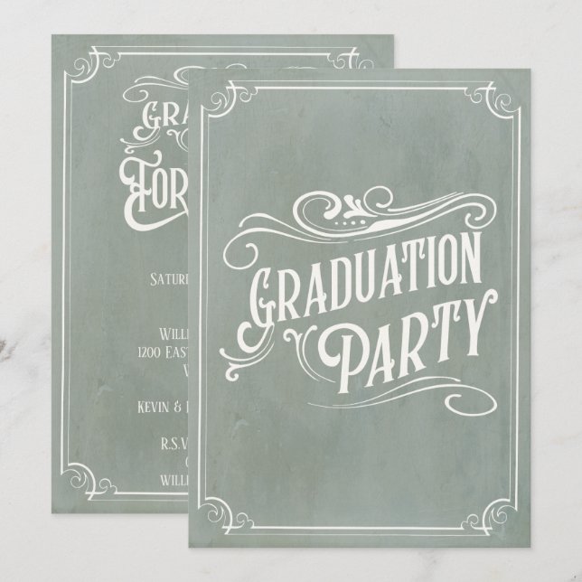 Victorian Vintage Graduation Invitation Grad Party (Devant / Derrière)