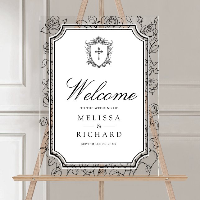Victorian White Catholic Wedding Welcome Acrylschild (Von Creator hochgeladen)