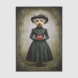 Victorian Yorkie Hund & Red Heart ES8R Decoupage Seidenpapier