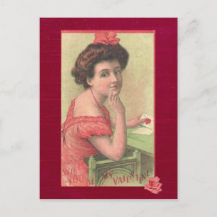 Victorianische Dame Wirst du mein Valentinsgruß se Feiertagspostkarte