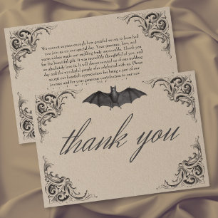 Victorianische Fledermaus bis zum Tod Schwarz & Br Dankeskarte