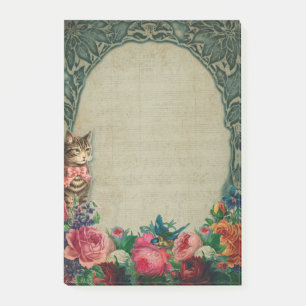 Victorianische Katze und Blumen Post-It Notizen
