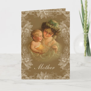 Victorianische Mutter & Kind Vintage Muttertag Karte